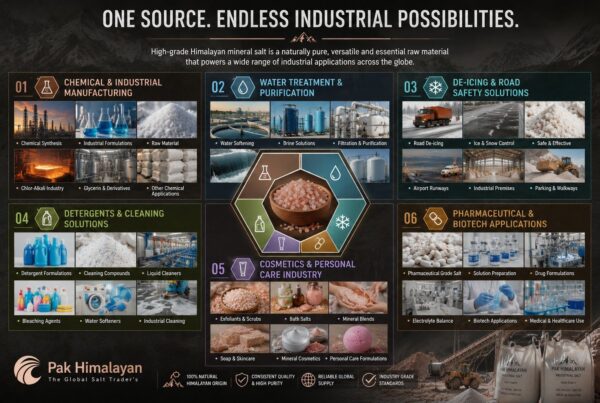 Industrial salt bulk pallets and bags in a shipping container